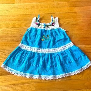 Saint Maarten Martin turquoise and white cotton dress. NWOT